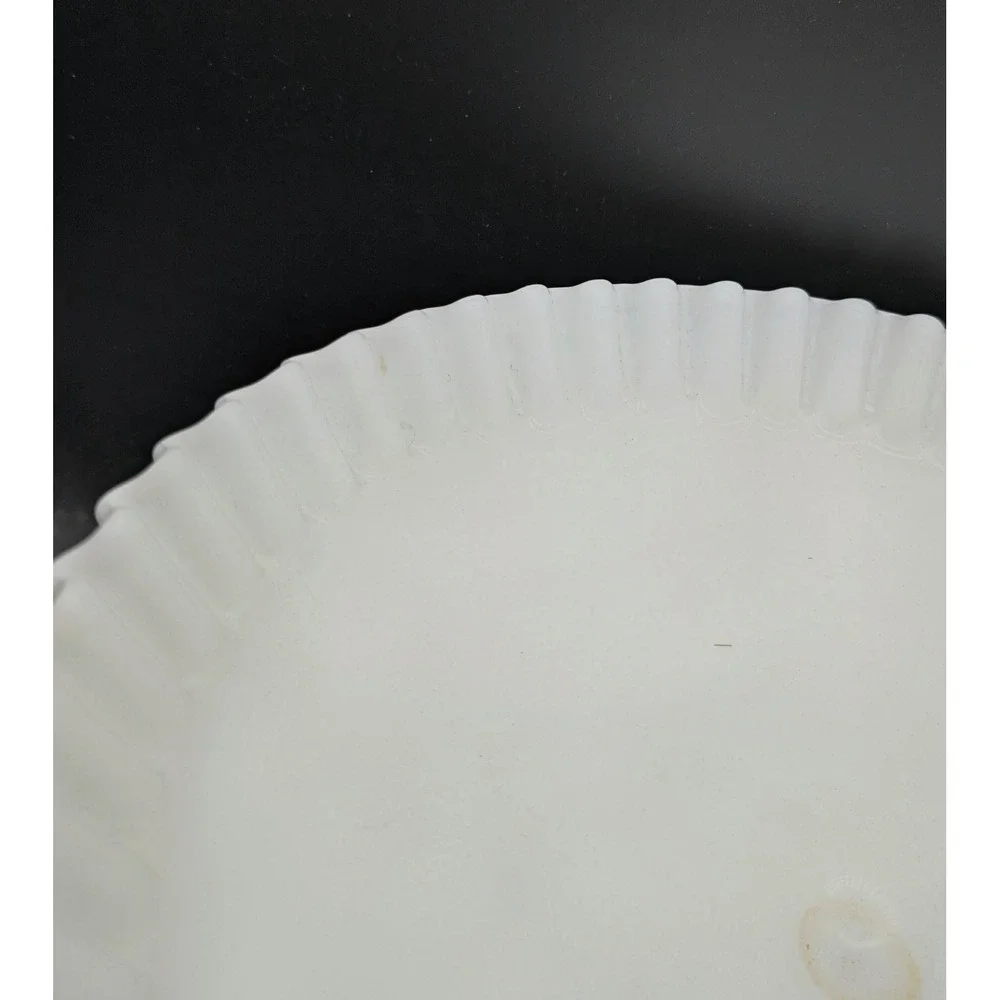 Fenton White‎ Milk Glass Hobnail Pedestal Compote Bowl Crimped Ruffle Edge